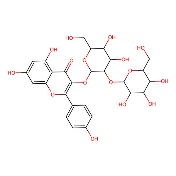 2D Structure of 3-[(2R,3S,4R,5R,6S)-4,5-dihydroxy-6-(hydroxymethyl)-3-[(2R,3S,4R,5S,6S)-3,4,5-trihydroxy-6-(hydroxymethyl)oxan-2-yl]oxyoxan-2-yl]oxy-5,7-dihydroxy-2-(4-hydroxyphenyl)chromen-4-one