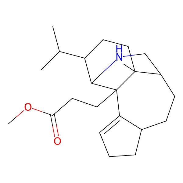 2D Structure of methyl 3-[(1S,2R,7R,10S,13R,14R)-1-methyl-14-propan-2-yl-12-azatetracyclo[8.6.0.02,13.03,7]hexadec-3-en-2-yl]propanoate