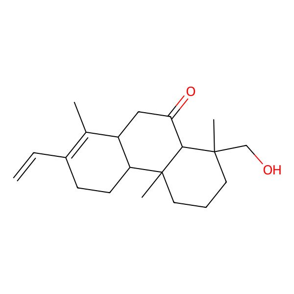 2D Structure of (4aS,4bR,8R,8aR,10aR)-2-ethenyl-8-(hydroxymethyl)-1,4b,8-trimethyl-4,4a,5,6,7,8a,10,10a-octahydro-3H-phenanthren-9-one 2D Structure of (4aS,4bR,8R,8aR,10aR)-2-ethenyl-8-(hydroxymethyl)-1,4b,8-trimethyl-4,4a,5,6,7,8a,10,10a-octahydro-3H-phenanthren-9-one