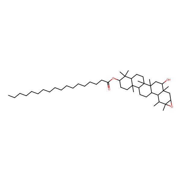 2D Structure of [(1R,2R,5R,7S,10R,11R,14R,15S,16S,17S,19R,21S,22S)-22-hydroxy-1,2,6,6,10,16,17,21-octamethyl-18-oxahexacyclo[12.9.0.02,11.05,10.015,21.017,19]tricosan-7-yl] octadecanoate