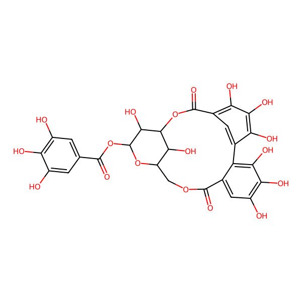 2D Structure of (3,4,5,14,19,20,21,23-Octahydroxy-8,17-dioxo-9,12,16-trioxatetracyclo[16.3.1.111,15.02,7]tricosa-1(22),2,4,6,18,20-hexaen-13-yl) 3,4,5-trihydroxybenzoate
