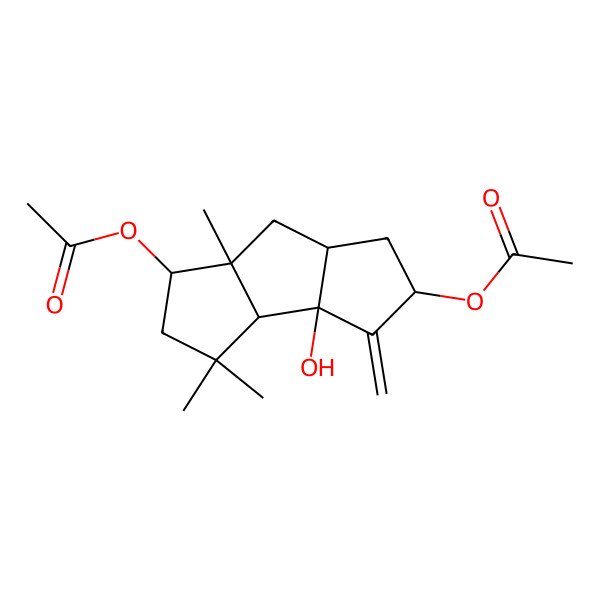 2D Structure of [(1S,3aS,3bR,5S,6aS,7aS)-1-acetyloxy-3b-hydroxy-3,3,7a-trimethyl-4-methylidene-2,3a,5,6,6a,7-hexahydro-1H-cyclopenta[a]pentalen-5-yl] acetate