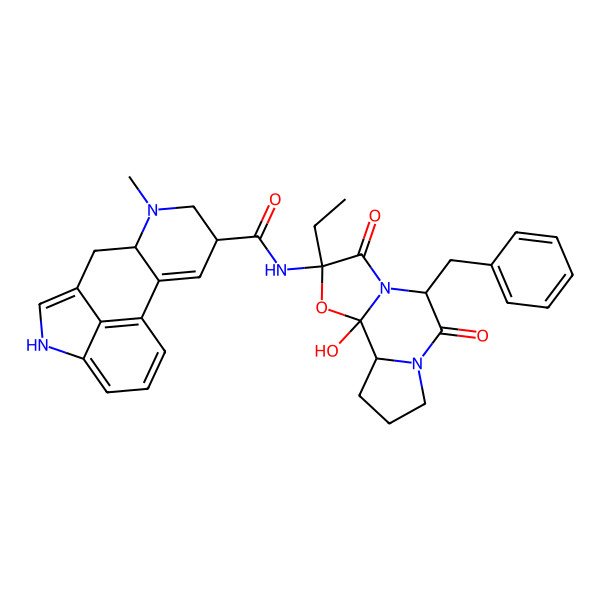 2D Structure of (6aR,9R)-N-[(1S,2S,4R,7R)-7-benzyl-4-ethyl-2-hydroxy-5,8-dioxo-3-oxa-6,9-diazatricyclo[7.3.0.02,6]dodecan-4-yl]-7-methyl-6,6a,8,9-tetrahydro-4H-indolo[4,3-fg]quinoline-9-carboxamide