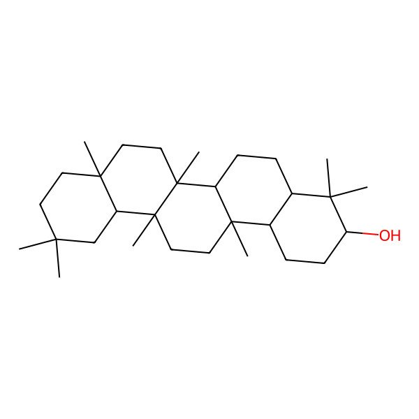 2D Structure of (3S,4aR,6aS,6aS,6bR,8aR,12aR,14aS,14bR)-4,4,6a,6b,8a,11,11,14a-octamethyl-1,2,3,4a,5,6,6a,7,8,9,10,12,12a,13,14,14b-hexadecahydropicen-3-ol