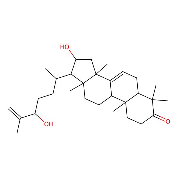 2D Structure of 16-Hydroxy-17-(5-hydroxy-6-methylhept-6-en-2-yl)-4,4,10,13,14-pentamethyl-1,2,5,6,9,11,12,15,16,17-decahydrocyclopenta[a]phenanthren-3-one