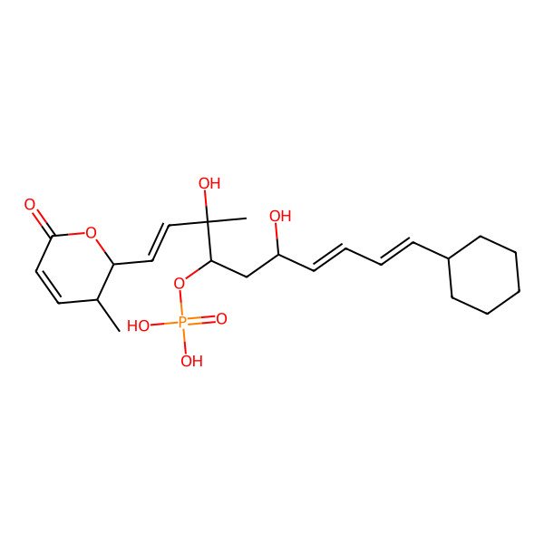 2D Structure of [(1E,7Z,9Z)-10-cyclohexyl-3,6-dihydroxy-3-methyl-1-(3-methyl-6-oxo-2,3-dihydropyran-2-yl)deca-1,7,9-trien-4-yl] dihydrogen phosphate