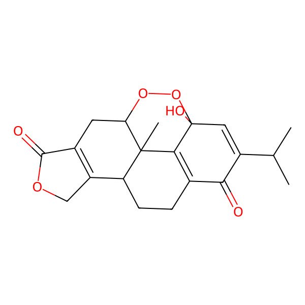 2D Structure of (1S,8R,11R,18S)-11-hydroxy-18-methyl-13-propan-2-yl-4,9,10-trioxapentacyclo[9.6.2.02,6.08,18.015,19]nonadeca-2(6),12,15(19)-triene-5,14-dione