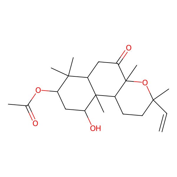 2D Structure of [(3S,4aR,6aR,8S,10R,10aR,10bS)-3-ethenyl-10-hydroxy-3,4a,7,7,10a-pentamethyl-5-oxo-1,2,6,6a,8,9,10,10b-octahydrobenzo[f]chromen-8-yl] acetate