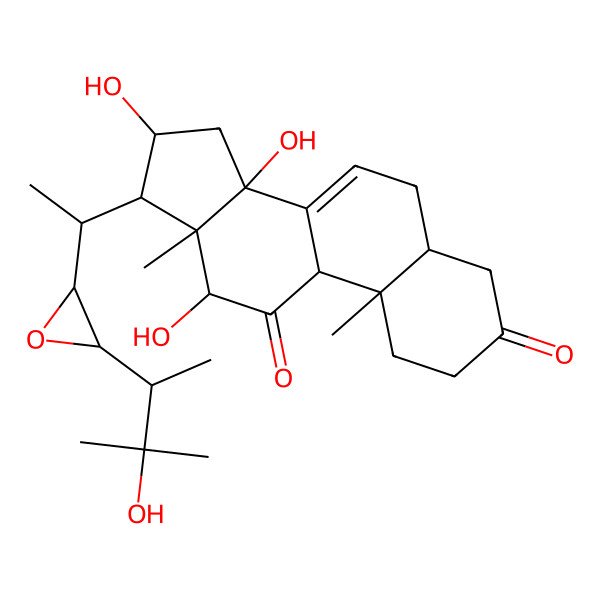 2D Structure of 12,14,16-Trihydroxy-17-[1-[3-(3-hydroxy-3-methylbutan-2-yl)oxiran-2-yl]ethyl]-10,13-dimethyl-1,2,4,5,6,9,12,15,16,17-decahydrocyclopenta[a]phenanthrene-3,11-dione