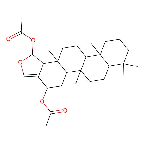 2D Structure of [(1S,4S,5aS,5bR,7aS,11aS,11bR,13aS,13bR)-1-acetyloxy-5b,8,8,11a,13a-pentamethyl-1,4,5,5a,6,7,7a,9,10,11,11b,12,13,13b-tetradecahydrophenanthro[2,1-e][2]benzofuran-4-yl] acetate