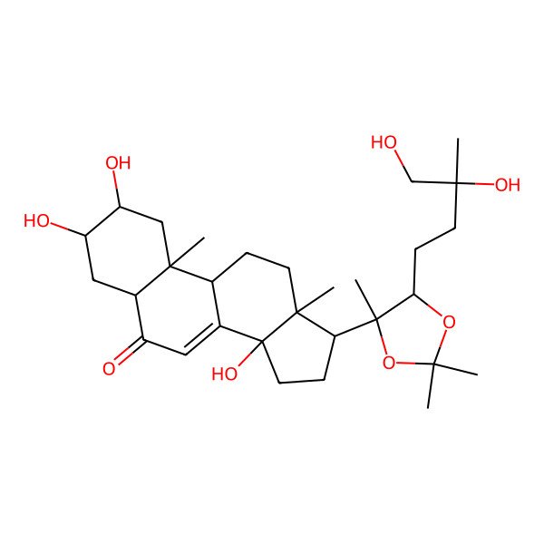 2D Structure of 17-[5-(3,4-dihydroxy-3-methylbutyl)-2,2,4-trimethyl-1,3-dioxolan-4-yl]-2,3,14-trihydroxy-10,13-dimethyl-2,3,4,5,9,11,12,15,16,17-decahydro-1H-cyclopenta[a]phenanthren-6-one