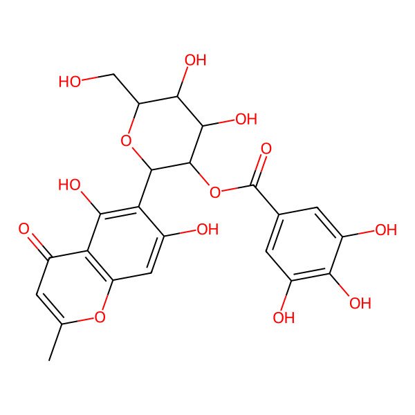 2D Structure of [(2S,3R,4S,5S,6R)-2-(5,7-dihydroxy-2-methyl-4-oxochromen-6-yl)-4,5-dihydroxy-6-(hydroxymethyl)oxan-3-yl] 3,4,5-trihydroxybenzoate