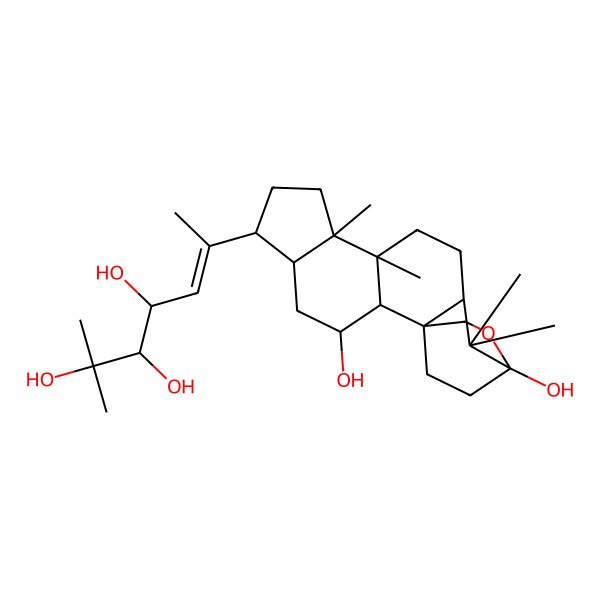 2D Structure of 6-(3,15-Dihydroxy-9,10,14,14-tetramethyl-16-oxapentacyclo[13.2.2.01,13.02,10.05,9]nonadecan-6-yl)-2-methylhept-5-ene-2,3,4-triol