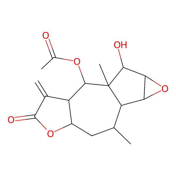 2D Structure of (14-Hydroxy-1,9-dimethyl-4-methylidene-5-oxo-6,12-dioxatetracyclo[8.4.0.03,7.011,13]tetradecan-2-yl) acetate