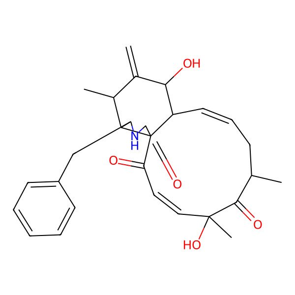 2D Structure of 16-Benzyl-5,12-dihydroxy-5,7,14-trimethyl-13-methylidene-17-azatricyclo[9.7.0.01,15]octadeca-3,9-diene-2,6,18-trione
