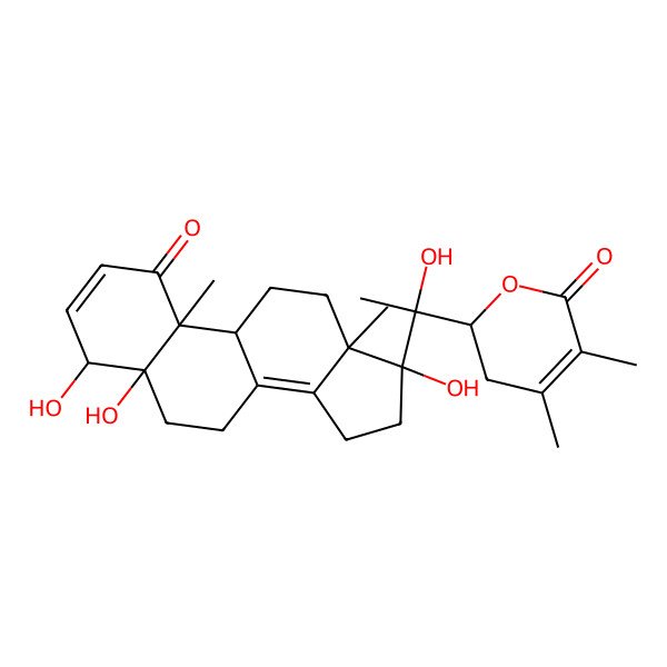 2D Structure of (2R)-2-[(1S)-1-hydroxy-1-[(4S,5S,9S,10R,13S,17R)-4,5,17-trihydroxy-10,13-dimethyl-1-oxo-4,6,7,9,11,12,15,16-octahydrocyclopenta[a]phenanthren-17-yl]ethyl]-4,5-dimethyl-2,3-dihydropyran-6-one