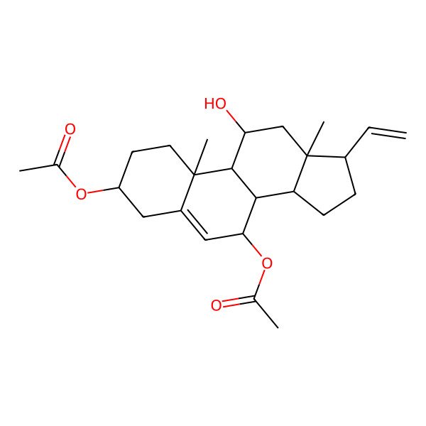 2D Structure of (7-acetyloxy-17-ethenyl-11-hydroxy-10,13-dimethyl-2,3,4,7,8,9,11,12,14,15,16,17-dodecahydro-1H-cyclopenta[a]phenanthren-3-yl) acetate