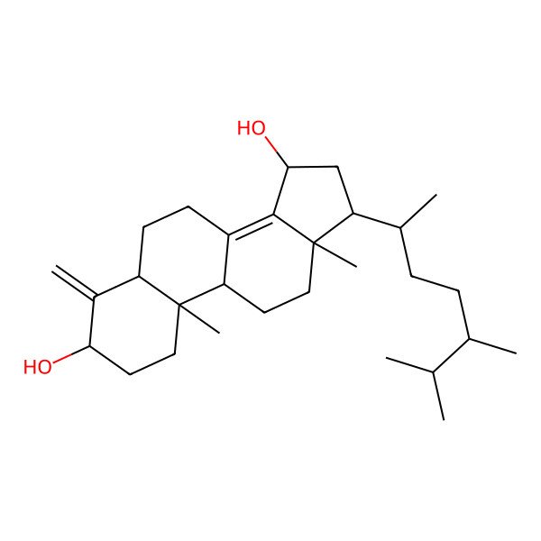 2D Structure of 17-(5,6-Dimethylheptan-2-yl)-10,13-dimethyl-4-methylidene-1,2,3,5,6,7,9,11,12,15,16,17-dodecahydrocyclopenta[a]phenanthrene-3,15-diol