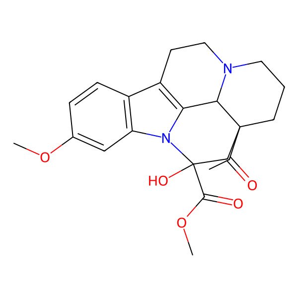 2D Structure of Methyl 15-acetyl-17-hydroxy-4-methoxy-1,11-diazapentacyclo[9.6.2.02,7.08,18.015,19]nonadeca-2(7),3,5,8(18)-tetraene-17-carboxylate