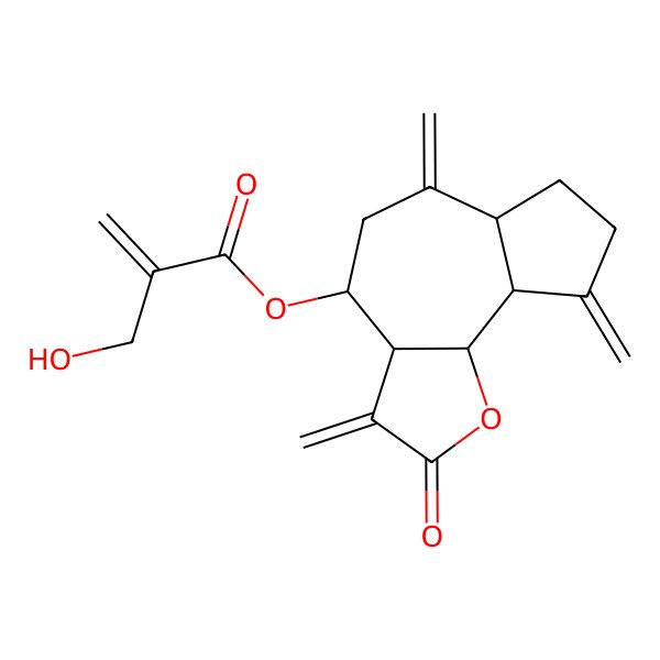 2D Structure of [(3aR,4S,6aR,9aR,9bR)-3,6,9-trimethylidene-2-oxo-3a,4,5,6a,7,8,9a,9b-octahydroazuleno[4,5-b]furan-4-yl] 2-(hydroxymethyl)prop-2-enoate