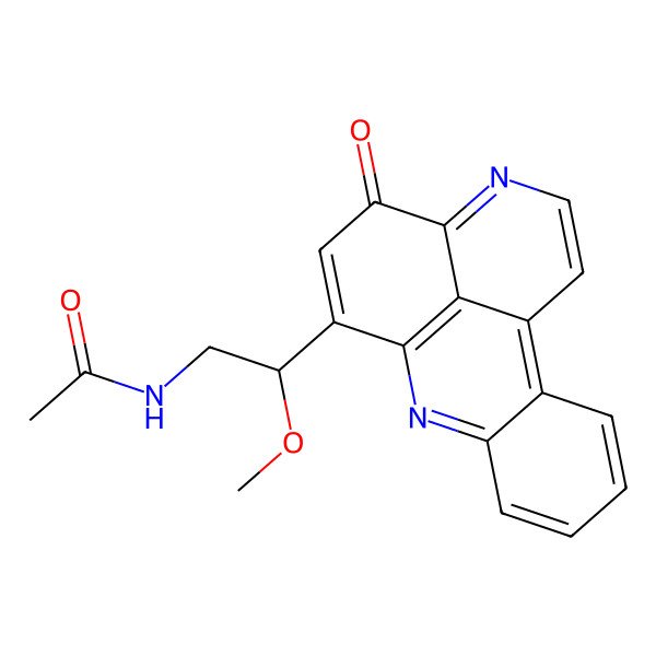 2D Structure of N-[2-methoxy-2-(12-oxo-8,14-diazatetracyclo[7.7.1.02,7.013,17]heptadeca-1(17),2,4,6,8,10,13,15-octaen-10-yl)ethyl]acetamide