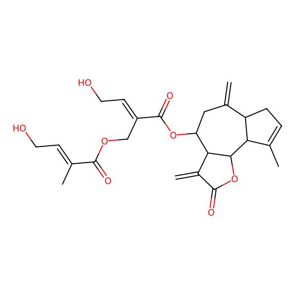 2D Structure of [(3aR,4R,6aR,9aR,9bR)-9-methyl-3,6-dimethylidene-2-oxo-4,5,6a,7,9a,9b-hexahydro-3aH-azuleno[4,5-b]furan-4-yl] (E)-4-hydroxy-2-[[(E)-4-hydroxy-2-methylbut-2-enoyl]oxymethyl]but-2-enoate