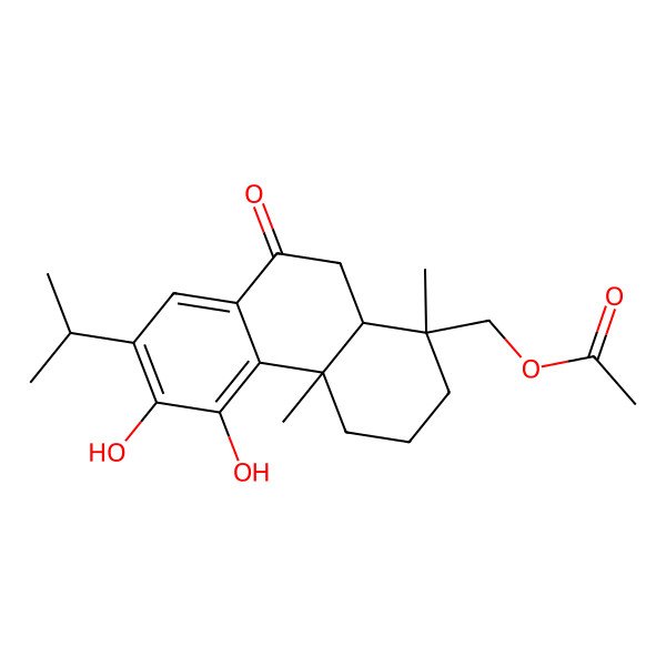 2D Structure of [(1R,4aS,10aR)-5,6-dihydroxy-1,4a-dimethyl-9-oxo-7-propan-2-yl-3,4,10,10a-tetrahydro-2H-phenanthren-1-yl]methyl acetate
