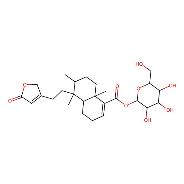 2D Structure of [3,4,5-trihydroxy-6-(hydroxymethyl)oxan-2-yl] 5,6,8a-trimethyl-5-[2-(5-oxo-2H-furan-3-yl)ethyl]-3,4,4a,6,7,8-hexahydronaphthalene-1-carboxylate