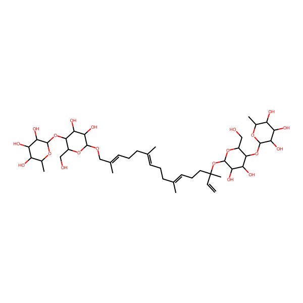 2D Structure of 2-[6-[14-[3,4-Dihydroxy-6-(hydroxymethyl)-5-(3,4,5-trihydroxy-6-methyloxan-2-yl)oxyoxan-2-yl]oxy-2,6,10,14-tetramethylhexadeca-2,6,10,15-tetraenoxy]-4,5-dihydroxy-2-(hydroxymethyl)oxan-3-yl]oxy-6-methyloxane-3,4,5-triol