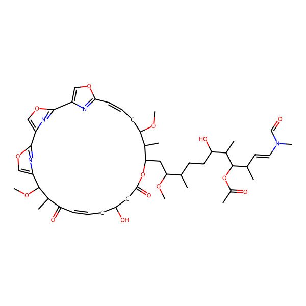 2D Structure of [(E,3R,4R,5S,6R,9S,10S)-1-[formyl(methyl)amino]-6-hydroxy-11-[(10S,11R,13E,16S,20S,21R,22S,24E)-16-hydroxy-10,22-dimethoxy-11,21-dimethyl-12,18-dioxo-3,7,19,27-tetraoxa-29,30,31-triazatetracyclo[24.2.1.12,5.16,9]hentriaconta-1(28),2(31),4,6(30),8,13,24,26(29)-octaen-20-yl]-10-methoxy-3,5,9-trimethylundec-1-en-4-yl] acetate