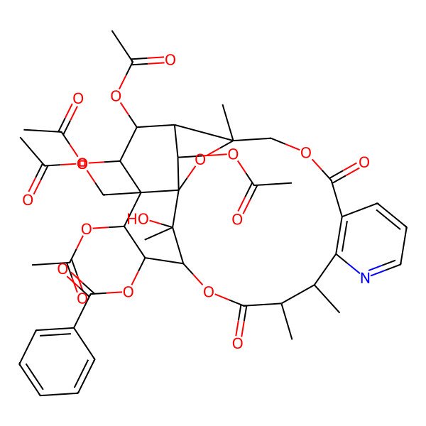 2D Structure of [(1S,3R,17S,18R,19R,20R,21S,22R,23R,24R,25S)-19,21,22,24-tetraacetyloxy-20-(acetyloxymethyl)-25-hydroxy-3,13,14,25-tetramethyl-6,15-dioxo-2,5,16-trioxa-11-azapentacyclo[15.7.1.01,20.03,23.07,12]pentacosa-7(12),8,10-trien-18-yl] benzoate