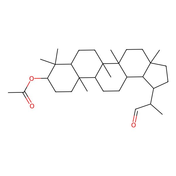2D Structure of [(1R,3aR,5aR,5bR,7aR,9S,11aR,11bR,13aR,13bR)-3a,5a,5b,8,8,11a-hexamethyl-1-[(2S)-1-oxopropan-2-yl]-1,2,3,4,5,6,7,7a,9,10,11,11b,12,13,13a,13b-hexadecahydrocyclopenta[a]chrysen-9-yl] acetate