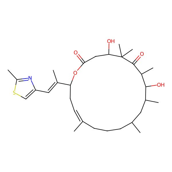 2D Structure of 4,8-Dihydroxy-5,5,7,9,11,15-hexamethyl-18-[1-(2-methyl-1,3-thiazol-4-yl)prop-1-en-2-yl]-1-oxacyclooctadec-15-ene-2,6-dione