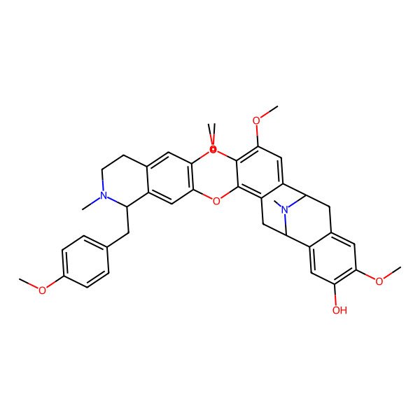 2D Structure of (1S,9S)-5,12,13-trimethoxy-14-[[(1S)-6-methoxy-1-[(4-methoxyphenyl)methyl]-2-methyl-3,4-dihydro-1H-isoquinolin-7-yl]oxy]-17-methyl-17-azatetracyclo[7.7.1.02,7.010,15]heptadeca-2,4,6,10,12,14-hexaen-4-ol