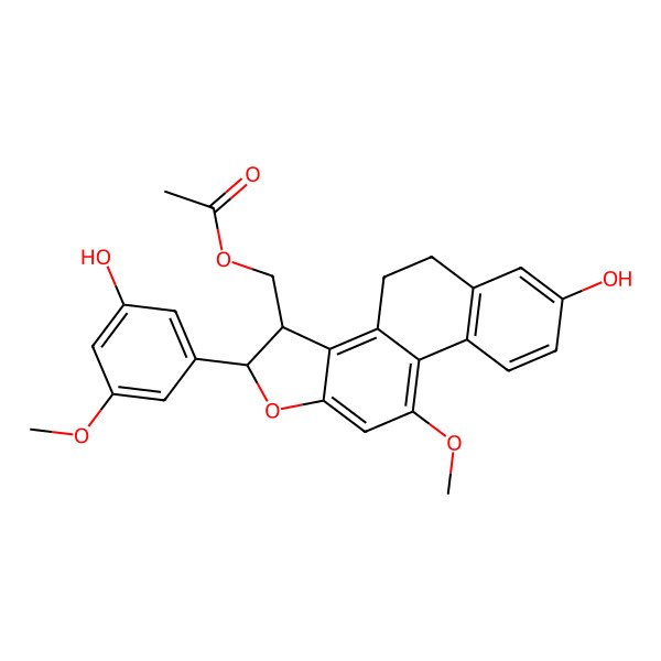 2D Structure of [7-Hydroxy-2-(3-hydroxy-5-methoxyphenyl)-10-methoxy-2,3,4,5-tetrahydronaphtho[2,1-e][1]benzofuran-3-yl]methyl acetate