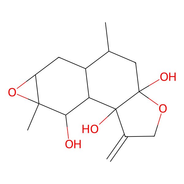 2D Structure of (1S,2R,6S,8R,9S,11S,13R,14R)-8,13-dimethyl-3-methylidene-5,12-dioxatetracyclo[7.5.0.02,6.011,13]tetradecane-2,6,14-triol
