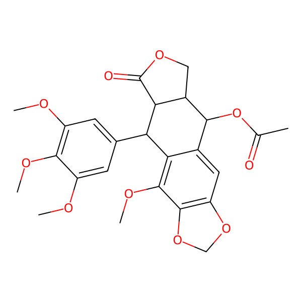 2D Structure of [4-methoxy-6-oxo-5-(3,4,5-trimethoxyphenyl)-5a,8,8a,9-tetrahydro-5H-[2]benzofuro[5,6-f][1,3]benzodioxol-9-yl] acetate