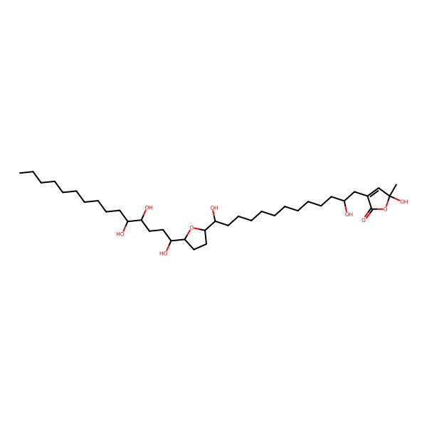 2D Structure of 3-[(13S)-2,13-dihydroxy-13-[(2S,5R)-5-[(1R,4S,5R)-1,4,5-trihydroxypentadecyl]oxolan-2-yl]tridecyl]-5-hydroxy-5-methylfuran-2-one