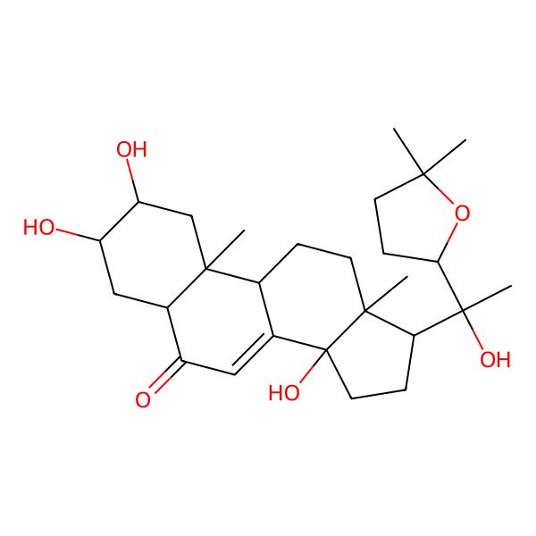 2D Structure of (2S,3R,5R,9R,10R,13R,14S,17S)-17-[(1R)-1-[(2S)-5,5-dimethyloxolan-2-yl]-1-hydroxyethyl]-2,3,14-trihydroxy-10,13-dimethyl-2,3,4,5,9,11,12,15,16,17-decahydro-1H-cyclopenta[a]phenanthren-6-one