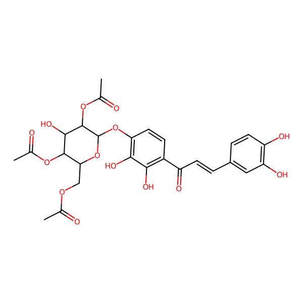 2D Structure of [(2R,3S,4S,5S,6S)-3,5-diacetyloxy-6-[4-[(E)-3-(3,4-dihydroxyphenyl)prop-2-enoyl]-2,3-dihydroxyphenoxy]-4-hydroxyoxan-2-yl]methyl acetate