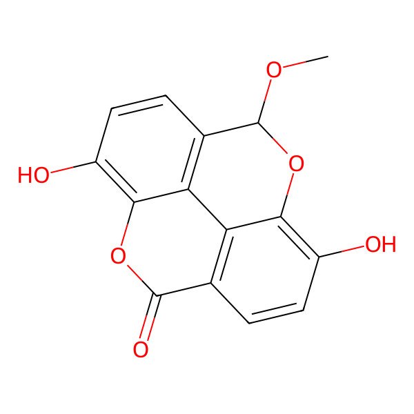 2D Structure of (10R)-7,14-dihydroxy-10-methoxy-2,9-dioxatetracyclo[6.6.2.04,16.011,15]hexadeca-1(14),4(16),5,7,11(15),12-hexaen-3-one