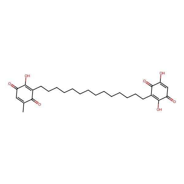 2D Structure of 3-[14-(2,5-Dihydroxy-3,6-dioxocyclohexa-1,4-dien-1-yl)tetradecyl]-2-hydroxy-5-methylcyclohexa-2,5-diene-1,4-dione
