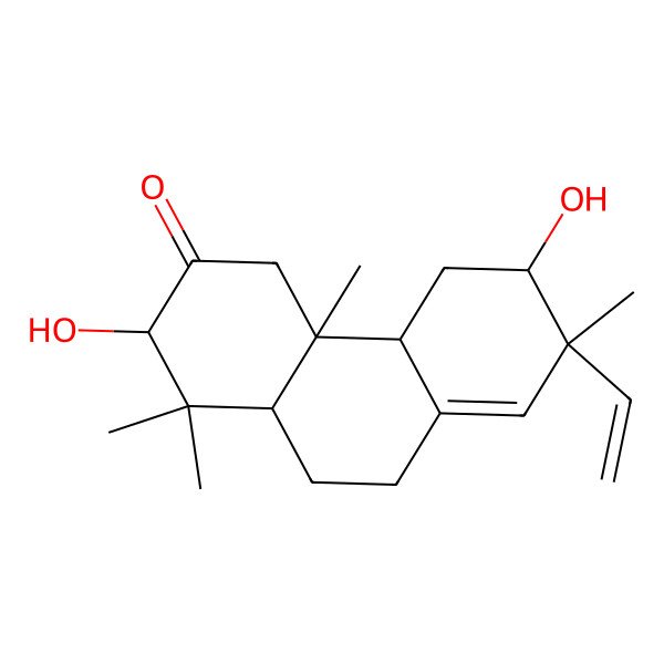 2D Structure of (4aS,4bS,7R,10aS)-7-ethenyl-2,6-dihydroxy-1,1,4a,7-tetramethyl-2,4,4b,5,6,9,10,10a-octahydrophenanthren-3-one