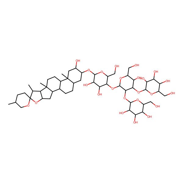 2D Structure of (2alpha,3beta,5alpha,25S)-2-Hydroxyspirostan-3-yl O-beta-D-glucopyranosyl-(1-->2)-O-[beta-D-glucopyranosyl-(1-->3)]-O-beta-D-glucopyranosyl-(1-->4)-beta-D-galactopyranoside
