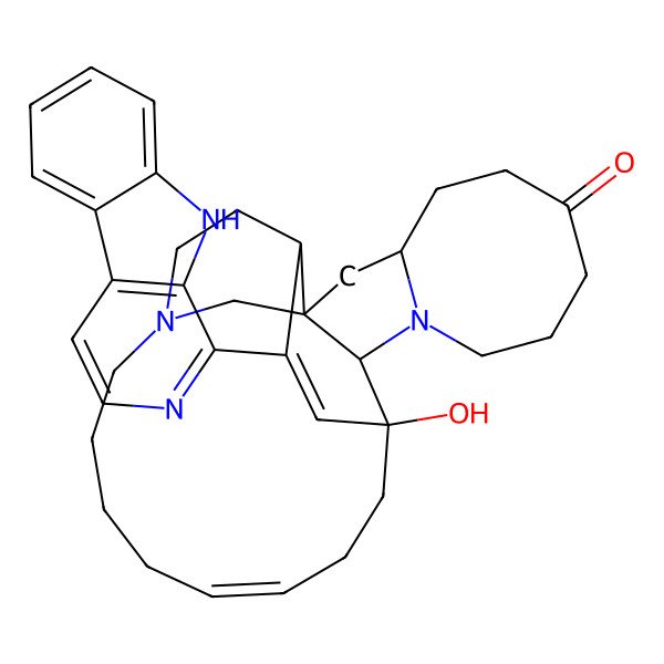 2D Structure of (1R,2R,4S,12R,13R,16Z)-13-hydroxy-25-(9H-pyrido[3,4-b]indol-1-yl)-11,22-diazapentacyclo[11.11.2.12,22.02,12.04,11]heptacosa-16,25-dien-7-one