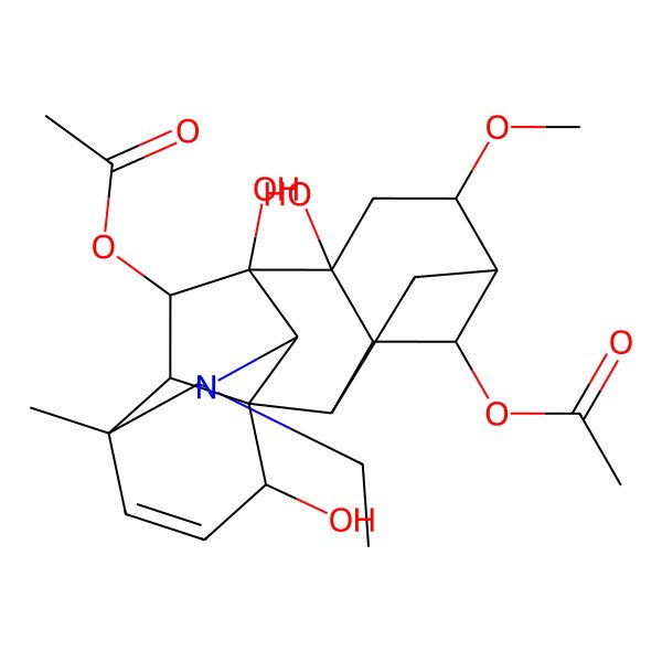 2D Structure of [(1S,2R,3R,4S,5R,6S,8R,9R,10S,13S,16S,17R,18S)-18-acetyloxy-11-ethyl-8,9,16-trihydroxy-6-methoxy-13-methyl-11-azahexacyclo[7.7.2.12,5.01,10.03,8.013,17]nonadec-14-en-4-yl] acetate