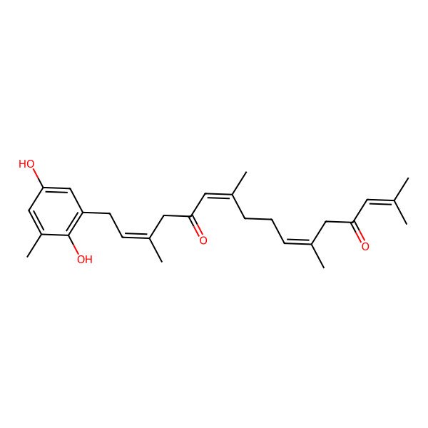 2D Structure of (6E,10E,14E)-16-(2,5-dihydroxy-3-methylphenyl)-2,6,10,14-tetramethylhexadeca-2,6,10,14-tetraene-4,12-dione