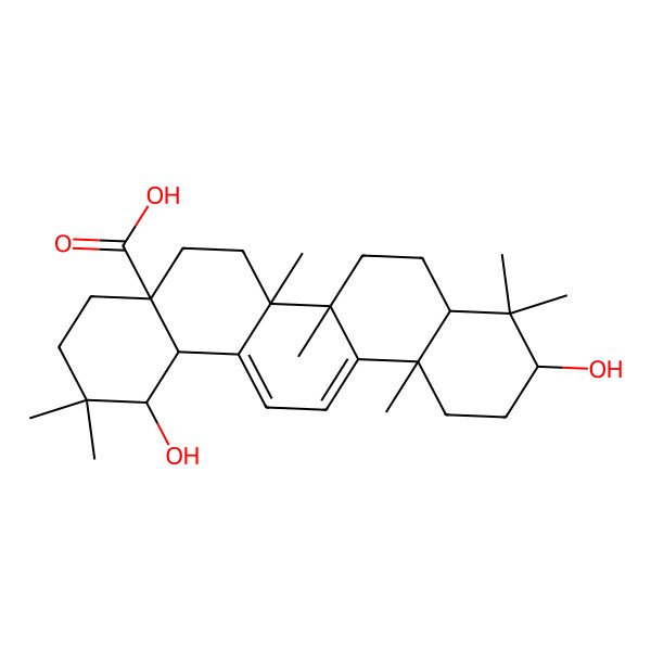 2D Structure of (1S,4aS,6aS,6bS,8aS,10R,12aS,14bR)-1,10-dihydroxy-2,2,6a,6b,9,9,12a-heptamethyl-1,3,4,5,6,7,8,8a,10,11,12,14b-dodecahydropicene-4a-carboxylic acid