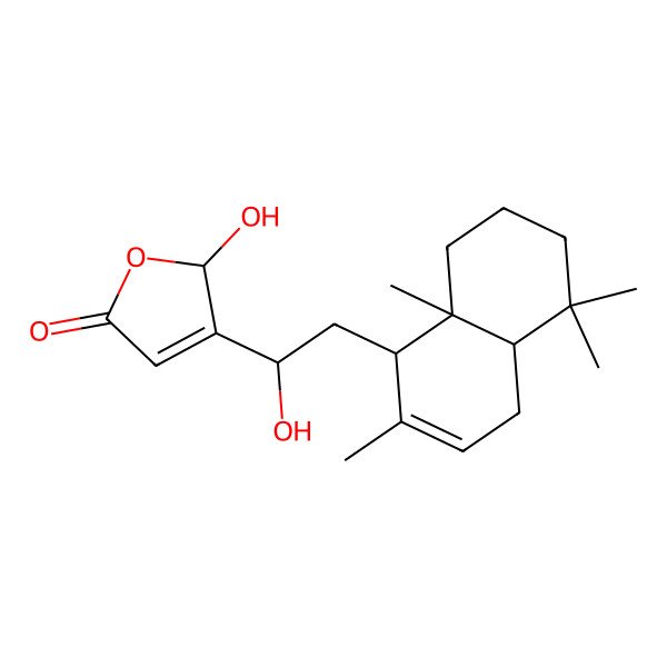 2D Structure of (2R)-3-[(1S)-2-[(1R,4aR,8aR)-2,5,5,8a-tetramethyl-1,4,4a,6,7,8-hexahydronaphthalen-1-yl]-1-hydroxyethyl]-2-hydroxy-2H-furan-5-one