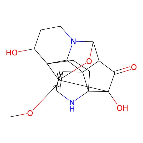 2D Structure of (1R,2R,4S,5R,7R,11S,12S,15S,23R)-4,11-dihydroxy-18-methoxy-6-oxa-8,16-diazaoctacyclo[10.10.1.01,15.02,7.04,15.05,12.08,23.017,22]tricosa-17(22),18,20-trien-3-one